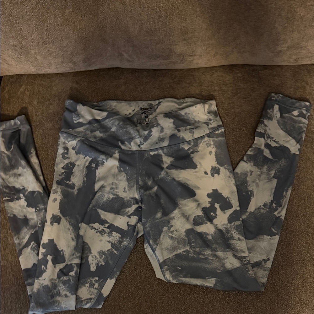 Reebok Blue and White Patterned Leggings